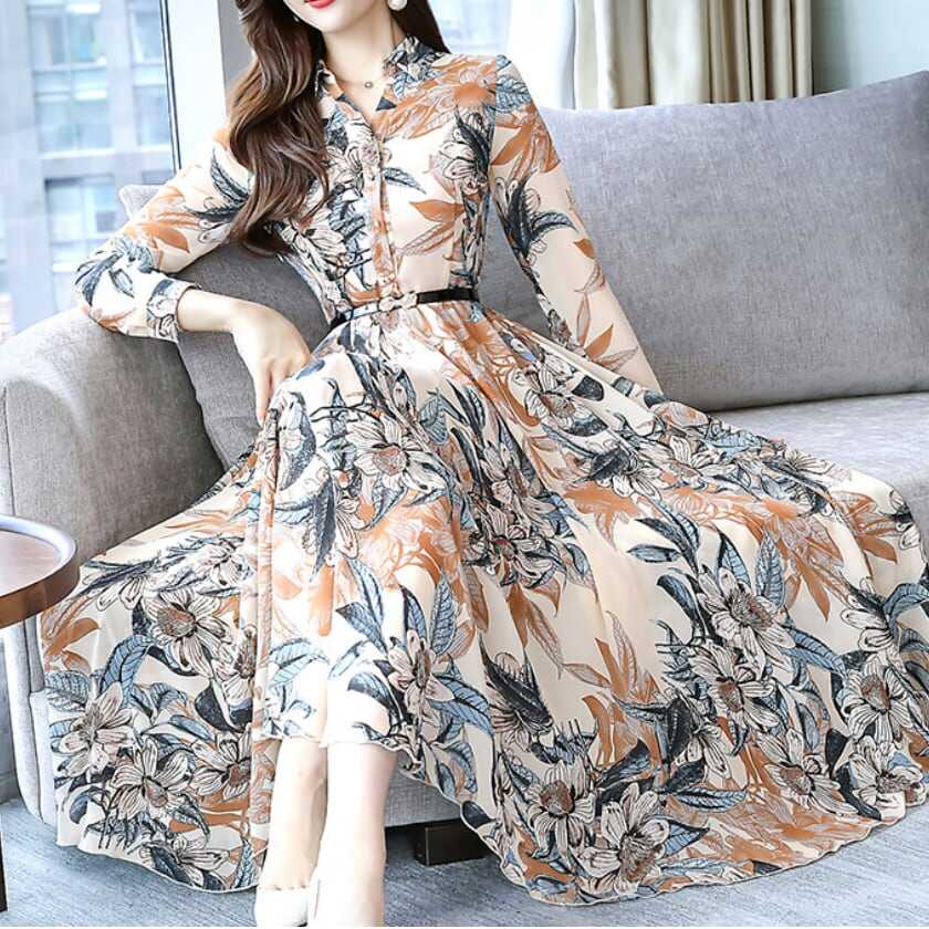 ワンピース 上着 人気 おすすめ おしゃれ お洒落 激安 安い プチプラ ブラウス シャツ 長袖 ロング オープンカラー 開襟 Vネック 柄 プリント 花柄 シフォン 可愛い かわいい 韓国