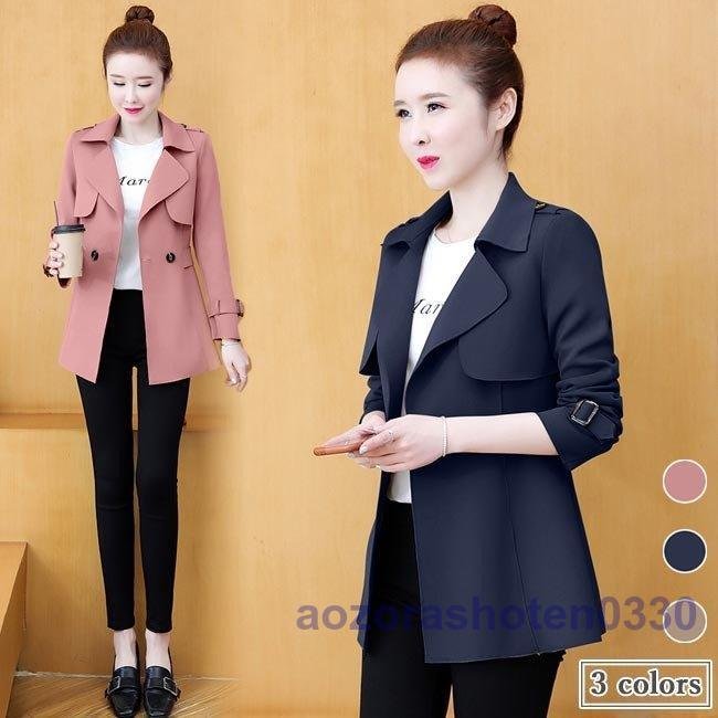 スプリングコート レディース 春 コート ショート丈 トレンチコート 着痩せ 秋 春コート 30代