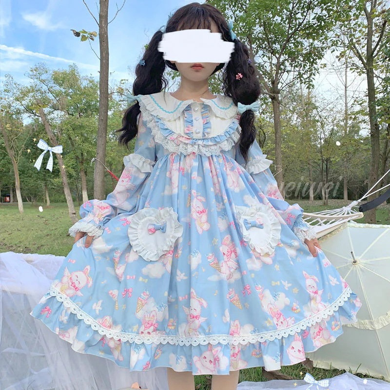 コスプレロリータ甘ふわ萌えウサギ洋装かわいいOP長袖ワンピース春秋 レディース ドレス ファッション