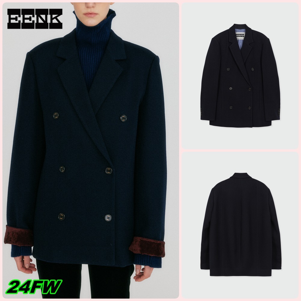 【EENK】24FW ZEL Double-Breasted Blazer - Navy
