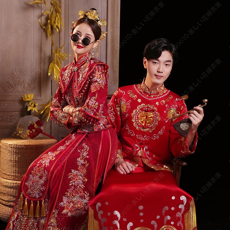 秀禾服2024新案結婚花嫁中国式ウェディングドレス敬酒服ショーと龍鳳服出閣服-53