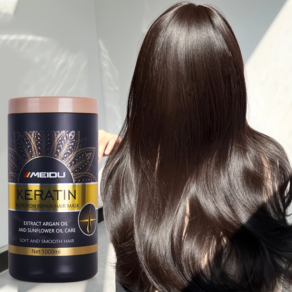 MEIDU 1000ML ケラチン栄養修復ヘアマスク ドライ＆ノンストイミングヘア向け ヘアフリズコントロール強化 - 損傷したヘアの品質を向上させ水分補給し栄養補給しヘア弾性を向上させる