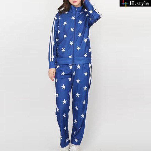 HスタイルKHKS3019星セット/春の新商品/トレーニングウェアセット/ジャージ/ビッグ/男女兼用/運動/アスレジャー/ヨガ