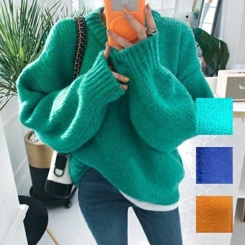ニット セーター 韓国 ファッション レディース 秋 冬 カジュアル お取り寄せ PTXD511 オルチャン コーデ シンプル 定番 セレカジ 20代 30代 40代 2024 ビタミンカラー クル