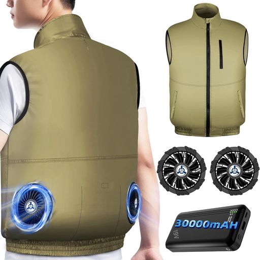 [SUMERIY] 空調作業服 ベスト 30000MAH大容量バッテリー付属 超高出力 ファン付き作業服 ファンバッテリーセット 薄型 超軽量 4段階調節 日本製高性能モーター 9枚ファン 強力風量
