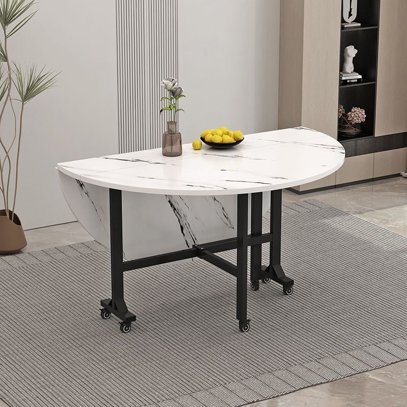 ダイニングテーブル 3パターン デザイン 棚 ラック 直径100cm おしゃれ インテリア 大理石風 折りたたみ 可動式 キャスター付き シンプル キッチン リビング ホワイト ブラック