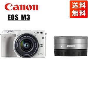 EOS M3 EF-M 15-45mm 22mm 単焦点 ダブルレンズキット ホワイト ミラーレス一眼 カメラ 中古