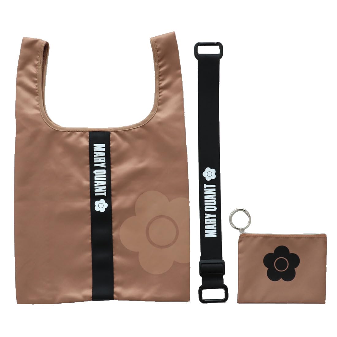 MARY QUANT (マリークヮント) 3WAY エコバッグ ケース付き (ベージュ) コンパクト ショルダー バッグ レディース 洗える マイバッグ (ケース付) 000783-0001-01