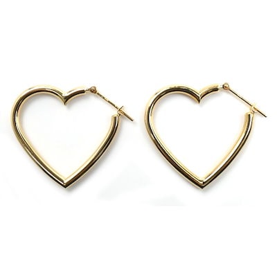 K18YG ハート ピアス 彼女へのプレゼント K18YG ハートモチーフ フープ