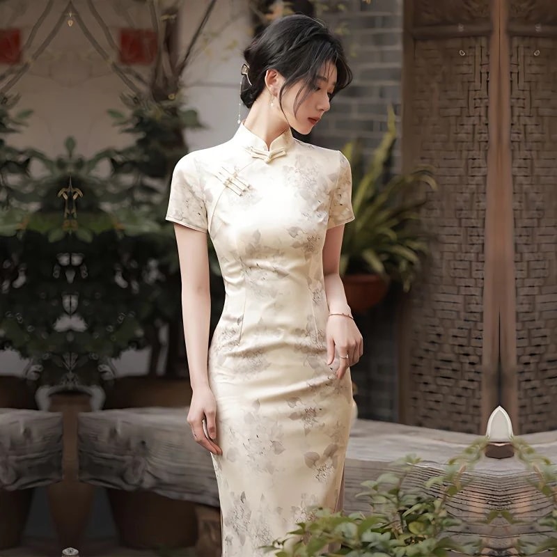 改善されたチャイナドレス 2025 女の子夏漢服若い気質ロングドレス新しいスタイル