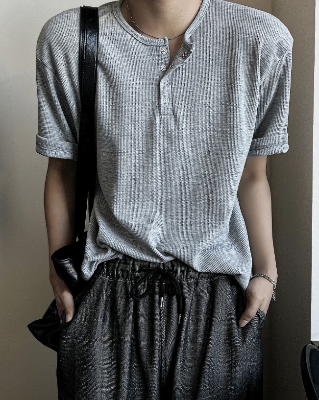 [COSYHARU公式]Rashcan Waffle Henley Neck Short Sleeve 5,182円