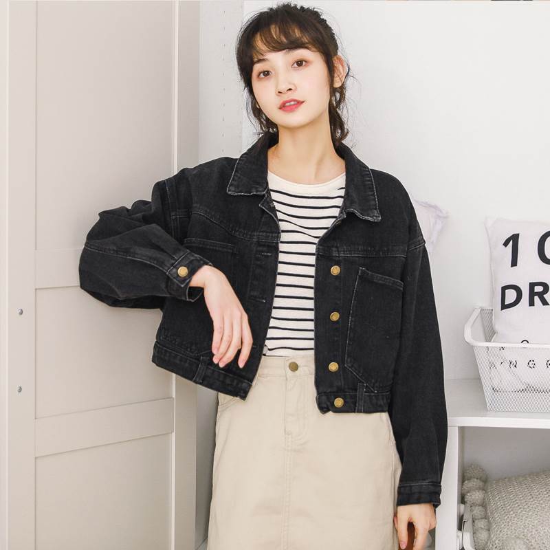 ジャケット 上着 デニム 長袖 ボタン デニム ショート丈 ドロップショルダー シンプル カジュアル 大人 おしゃれ かっこいい こなれ感 個性的 存在感 主役級 デニムジャケット アウター 大人可愛
