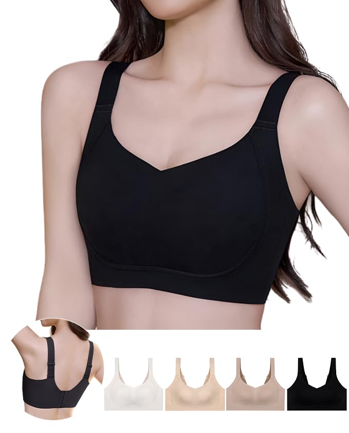 [veimia] シームレス小さく見せるブラ胸が小さく見せるブラ【約2カップ小さく見せるブラ蒸れない】ノーワイヤブラ脇高設計 揺れ軽減 安定感 垂れない 着痩せブラ美乳ブラホールド力 ブラジャーナイ