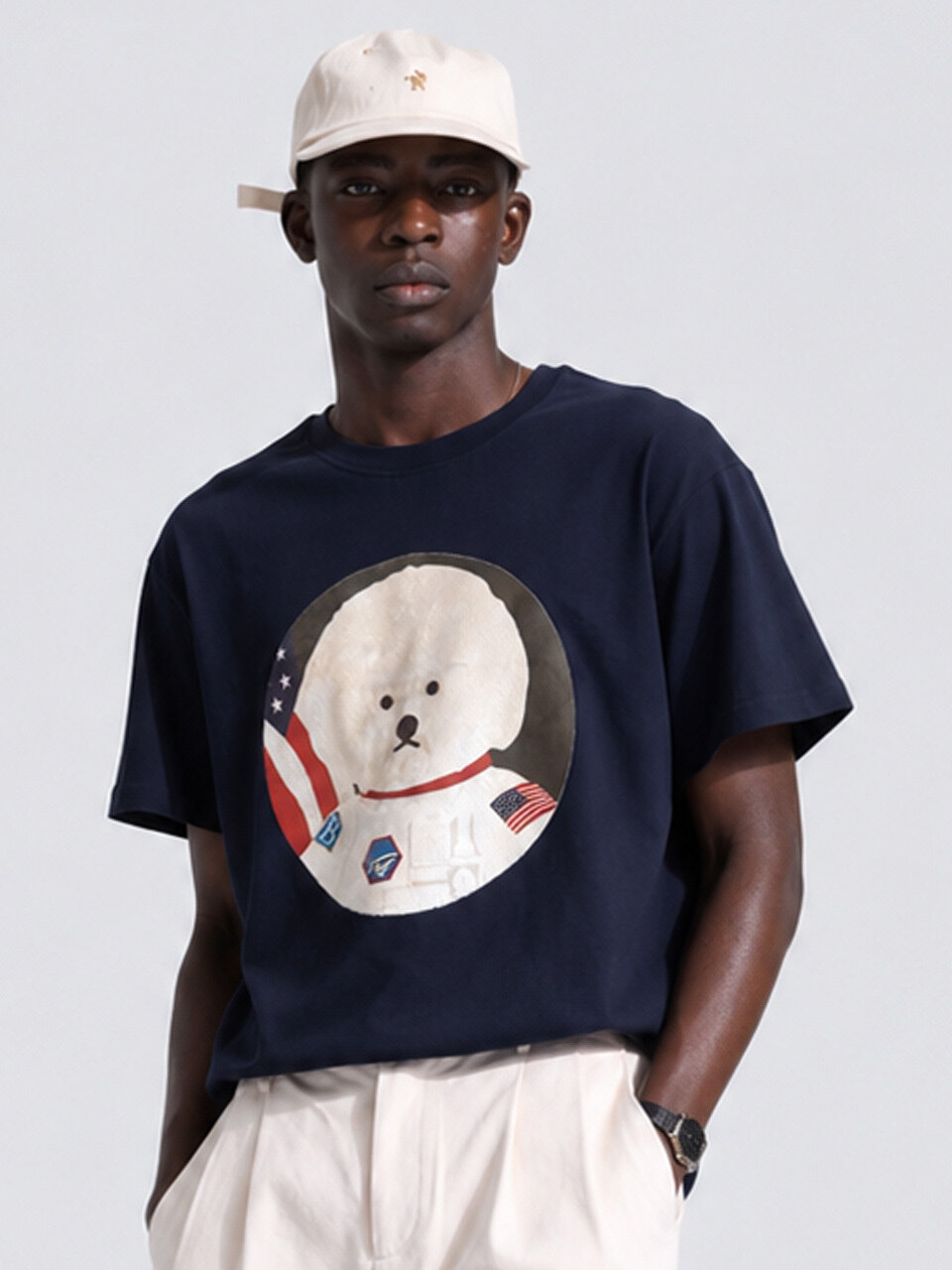 beyondcloset ILP ニューアポロ 13 パッチショートスリーブ T シャツネイビー