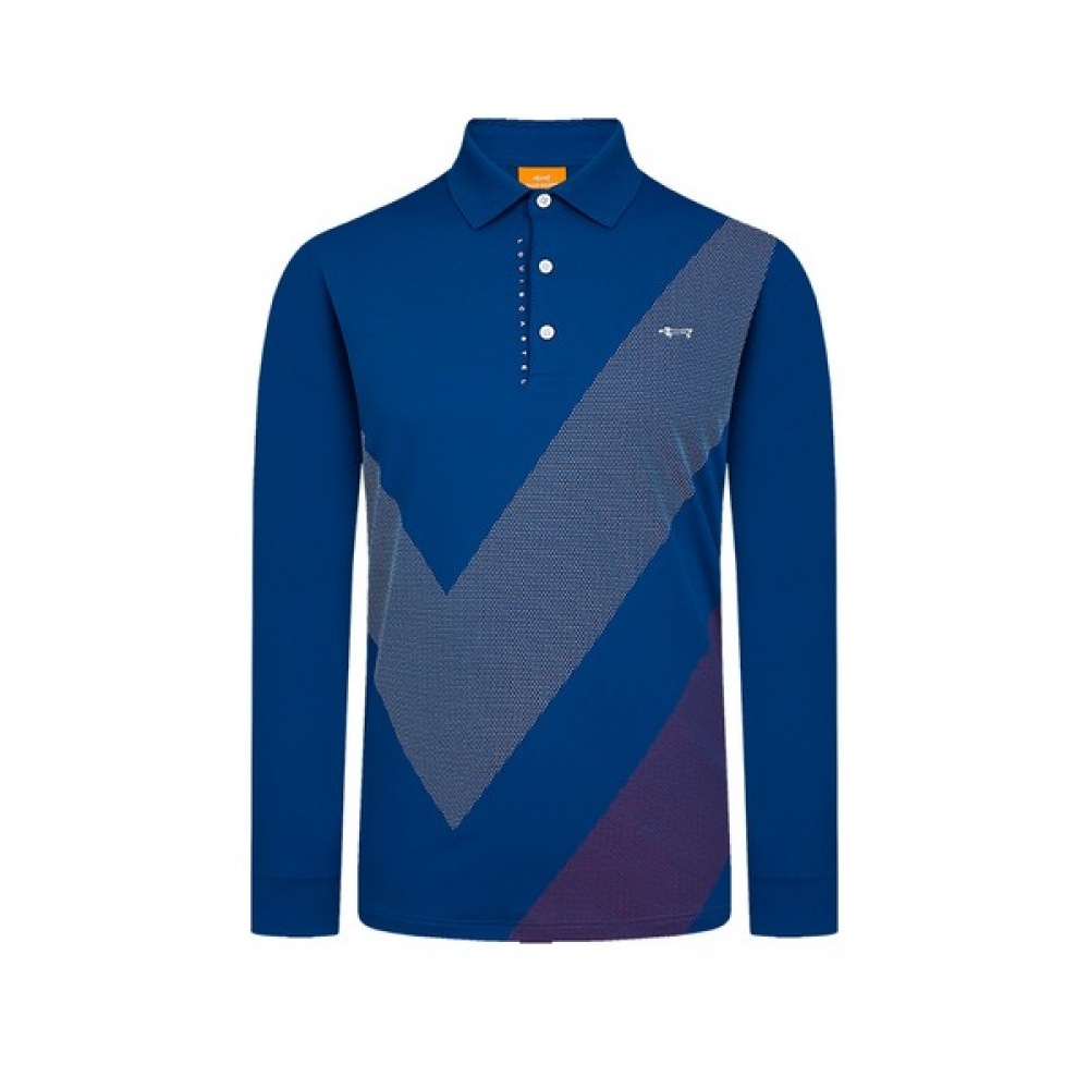 [ルイカステル] メンズドットプリントヨコエリTシャツ