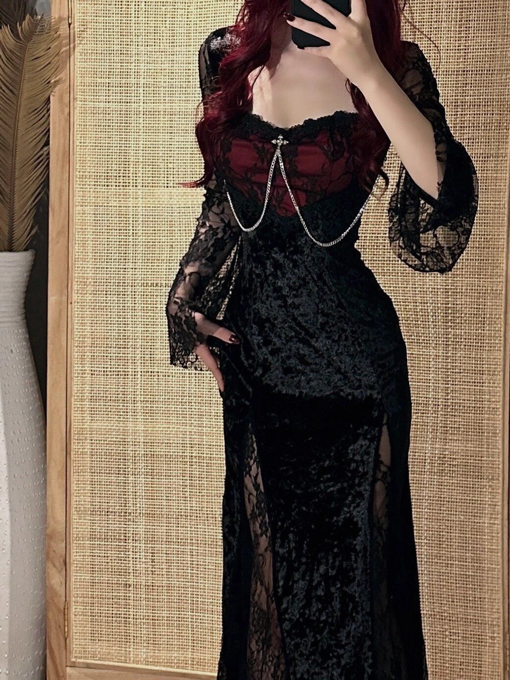 レディース服 正式な場合礼装 ワンピース ドレスパーティードレス 長袖ドレスレーススプライシングラップヒップドレススウィートスパイスガールロングドレス