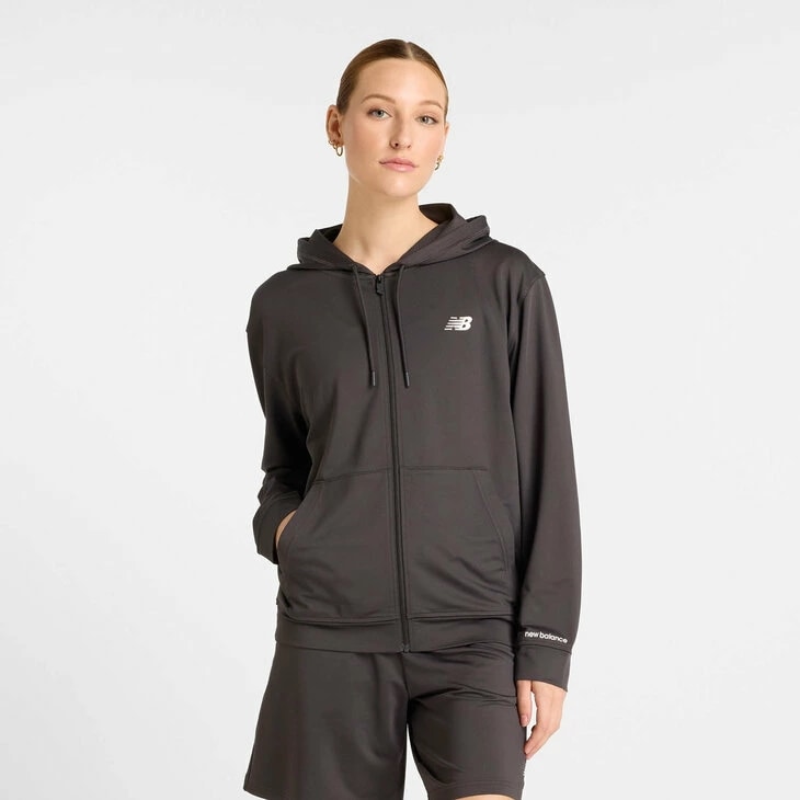 トレーニングジャケット レディース テリー フルジップ ジャケット 長袖 パーカー フーディ スポーツウェア 薄手 フレンチテリー 吸汗速乾 ドライ フィットネス ブラック/AWJ51504-BLK