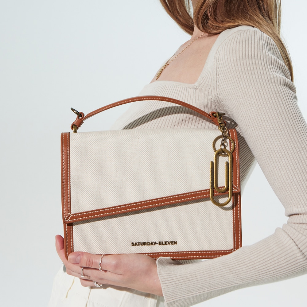 S11 BROWN IVORY 大人のクロスバッグ ハンドバッグ　ショルダーバッグ　クロスバッグ　Genderless with Key Ring