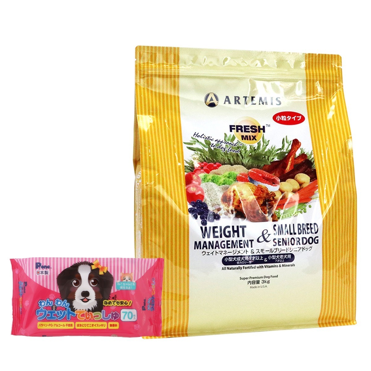 フレッシュミックス ドッグフード ウエイトマネジメント＆スモールブリードシニア 3kg【わんわんウエットてぃっしゅ1個付き】