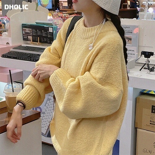 [メガ割りSALE]ボクシークルーネックニット
