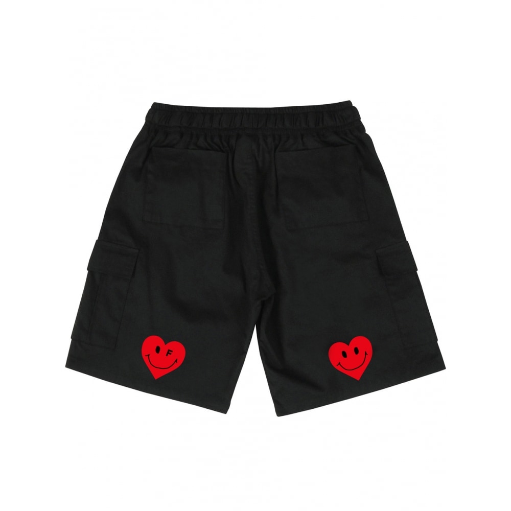 GRAVERバックハートスマイルベルトカーゴショーツブラック