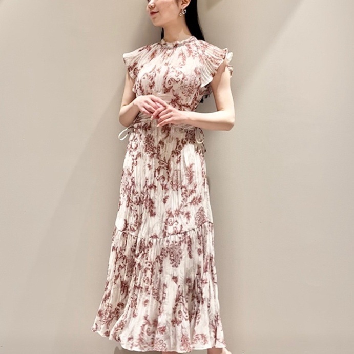 ワンピース ロングワンピース ノースリーブワンピース クルーネック ロング丈 ウエストマーク かわいい 大人可愛い きれいめ シンプル 上品 おしゃれ かっこいい レトロ ラフ ルーズ こなれ感