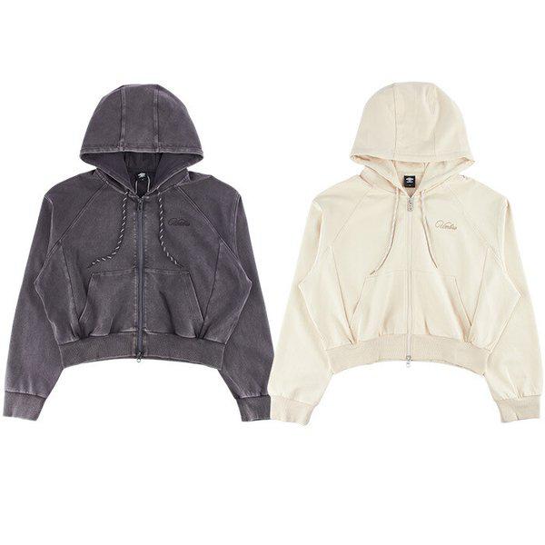 女性レイトチェックアウトセミワイドクロップドフード付きジップアップ UQ122CFT29