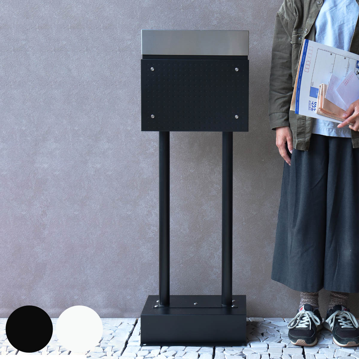 ポスト 置き型 スタンドポスト Rosa 自立式 メール便ポスト 郵便ポスト 郵便受け メールボックス スタンド型 鍵付き 新聞受け 横型 鍵 一戸建て 屋外 玄関 壁 本体 ステンレス A4