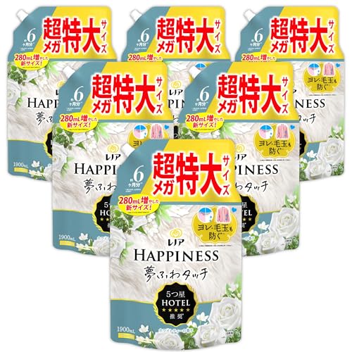 レノア ハピネス 夢ふわタッチ 柔軟剤 ホワイトティー 詰め替え 1900mL×6袋 [大容量] [ケース品] 7,415円