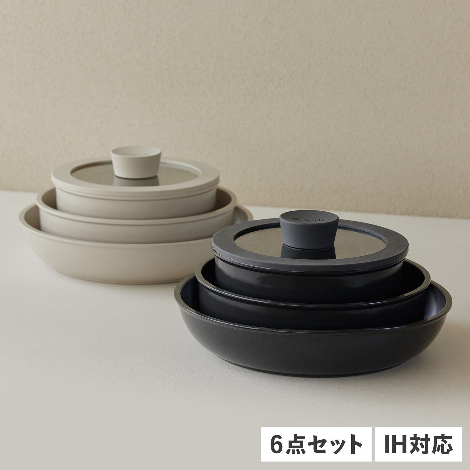 フライパン 片手鍋 フタ 取っ手 6点セット 18cm 22cm 26cm IH対応 軽量 皿