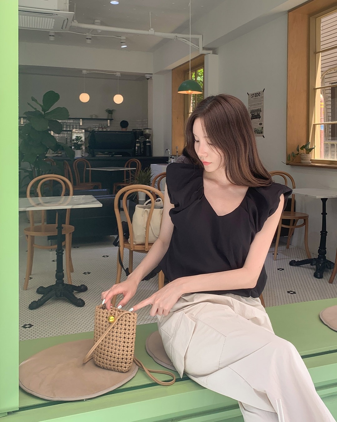 ノースリーブバルーンブラウス韓国ファッション レディース