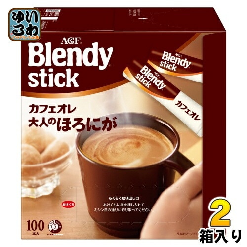 AGF ブレンディ スティック カフェオレ 大人のほろにが 200本 (100本入×2箱 まとめ買い) インスタントコーヒー スティックコーヒー