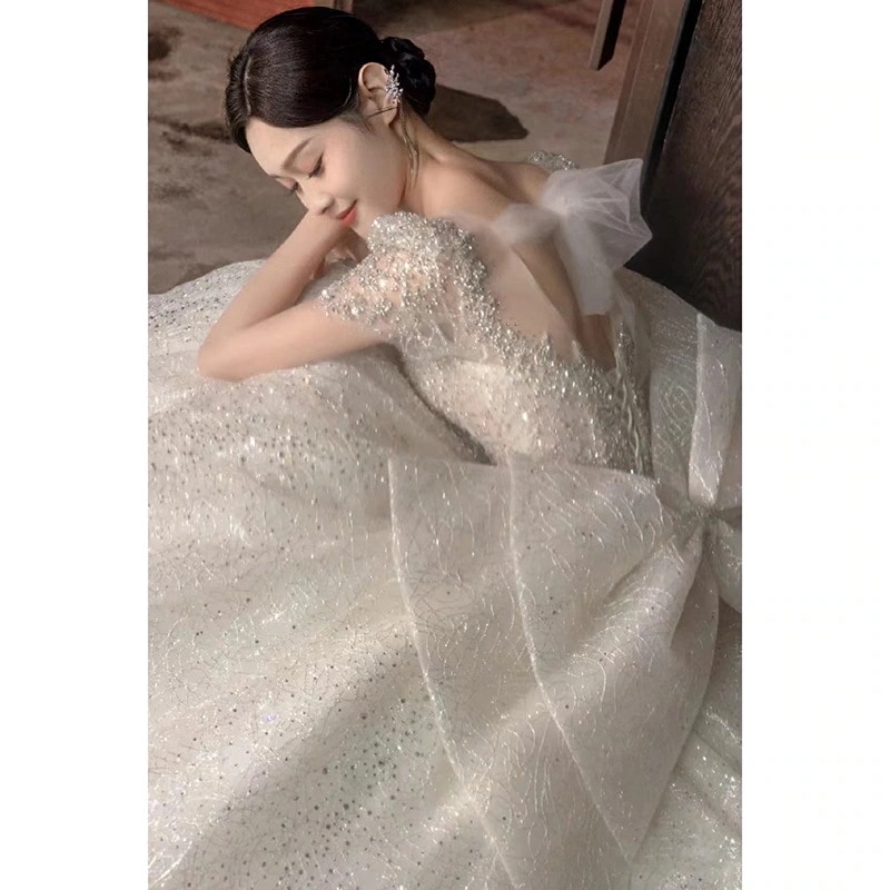 春のウェディングドレス 2025 新作ブライダル メインベール 女性ドレス S 超重工業 シニア Lサイズ トレーラー