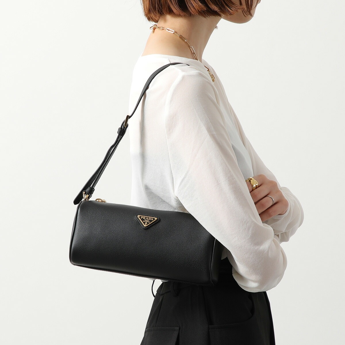 PRADA プラダ ハンドバッグ 1BC239 2CYS レディース レザー ポーチ ショルダーバッグ トライアングルロゴ 鞄 F0002/NERO 1BC239_2CYS_F0002_V_OVO
