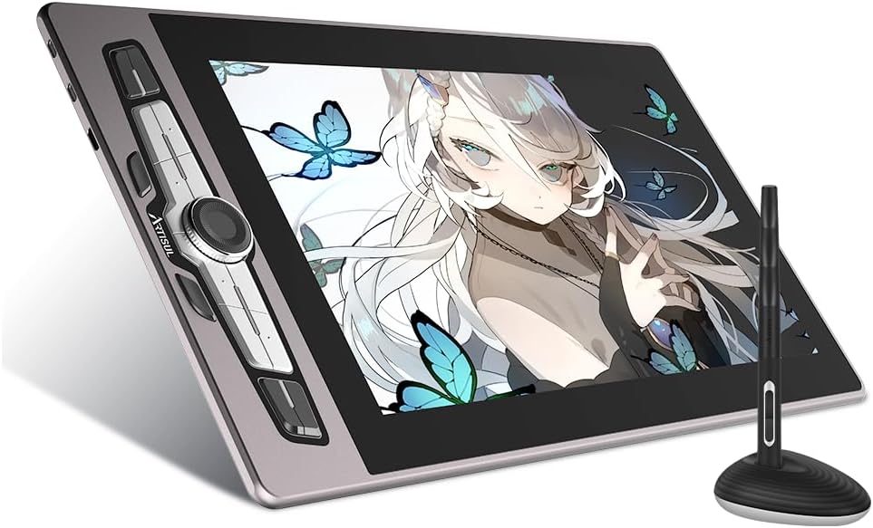 液タブ SF感溢れる超薄型 液晶ペンタブレット 第三世代充電不要ペン フルラミネーション加工 傾き検出 筆圧検知8192レベル 板タブモード スマホで使える Android・Mac・Windowsに対