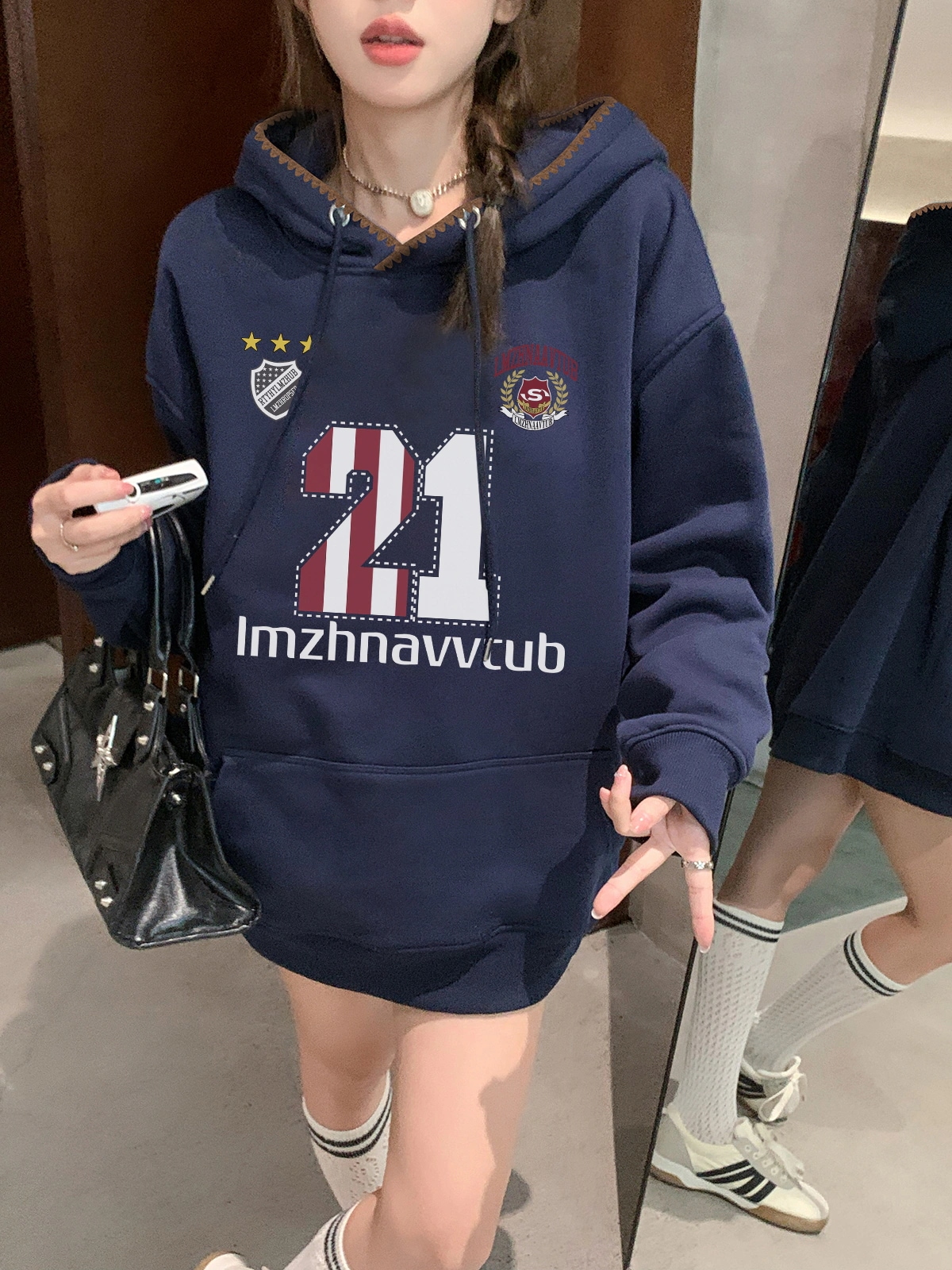 秋冬トップス 普段使い 韓国風長袖レトロパーカーカジュアルルーズファッション系大人っぽかわいいレディースフード付き羽織りサイズきれいめシルエットトレーナー 大学生通学高校 4,554円