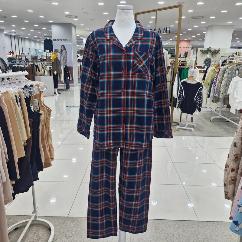 裏起毛チェック女性パジャマセット WP8880A_SH