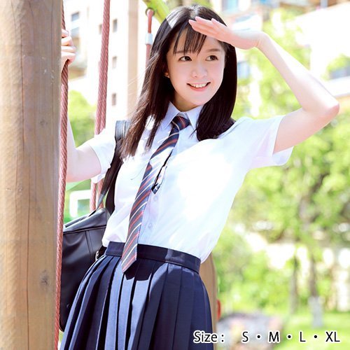 289コスプレ コスチューム 半袖 学制服 シンプル プリーツ プリーツスカート ネイビー S M L XL GRAXIA グラシア