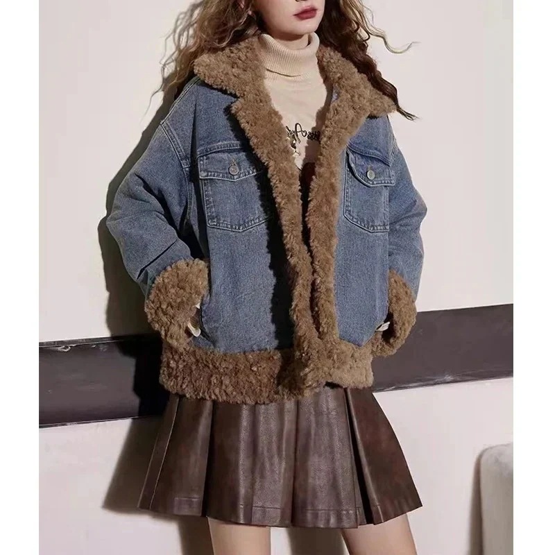 新品セール アウター秋 冬 デニム アウター コート 厚手 保温 ジャケット コート ゆったり トップス