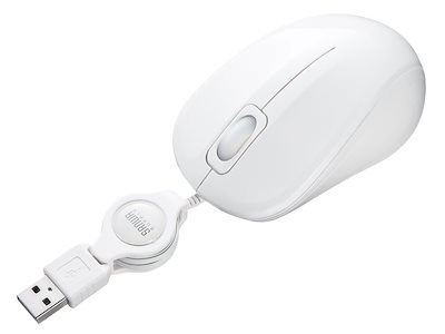 他サイト： サンワサプライ 抗菌・静音 有線巻取り ブルーLEDマウス（ホワイト） MAMBSK315Wの商品画像