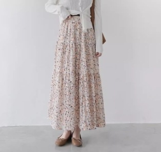レディース スカート チュールスカート フレアスカート ミモレ ロング Aライン レース フリル ウエストゴム 切り替えデザイン 大人可愛い きれいめ カジュアル 上品 こなれ感 ラフ ガーリー