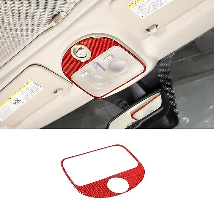 新型 フィアット 500 2011～2019に適用 ルームランプトリム リーディングライトパネル リア ルームランプカバー(レッド, レッド)