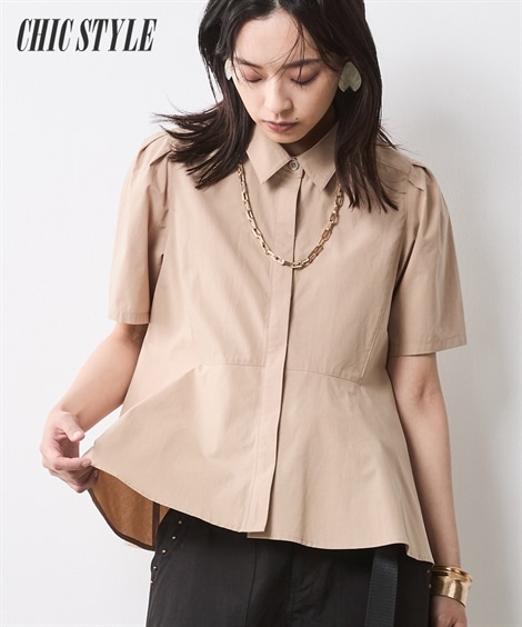 シャツ・ブラウス 綿100％フレアデザインシャツ 大きいサイズ有 シックスタイル