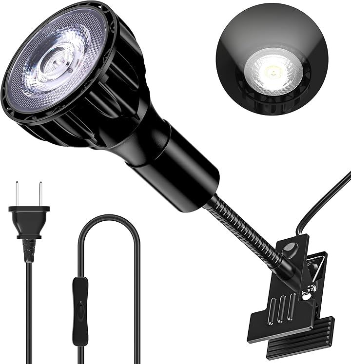 クリップランプ 24W 植物育成ランプ 演色性 RA98 フルスペクトル 植物育成光を満足(電球ソケット(黒)+電球 5800K)