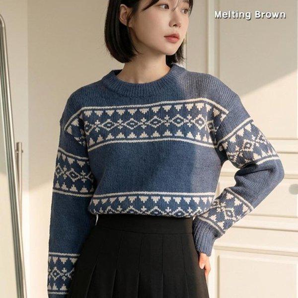 女性ノルディックニット冬セーターPR26