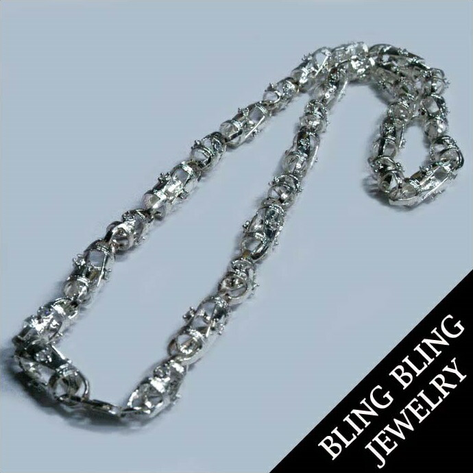セール HIPHOPジュエリー メンズ ネックレス ジルコニア 入り シルバー 925 プレーティング チェーン ストリート スタイル ヒップホップ アクセサリー ブリンブリン ジュエリー HIP
