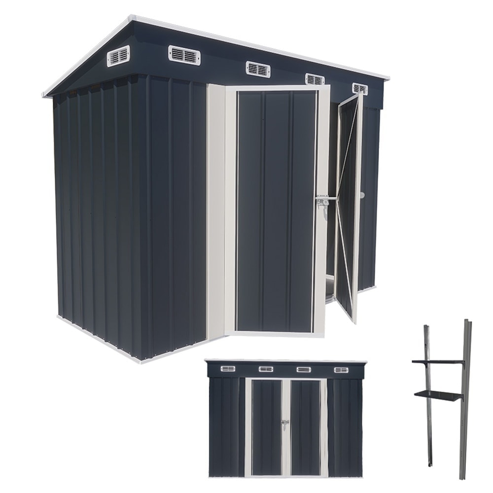 【国内即日発送】【可動棚付き】物置 屋外 スチール 倉庫 床材補強フレーム付き 戸外収納庫 幅270*奥行き126*高189 物置き おしゃれ 大型 収納庫 屋外物置 防さび ベランダ 防水 ドア ス