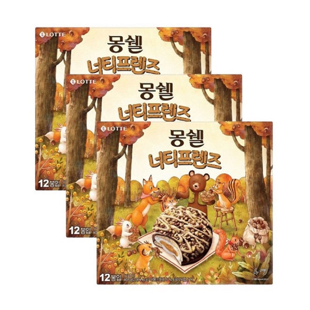 韓国-K MEAL-モンシェル ナッティフレンズ 408g 3箱 高級おやつ プレゼント 高所甘々クリーム 柔らかい 新製品