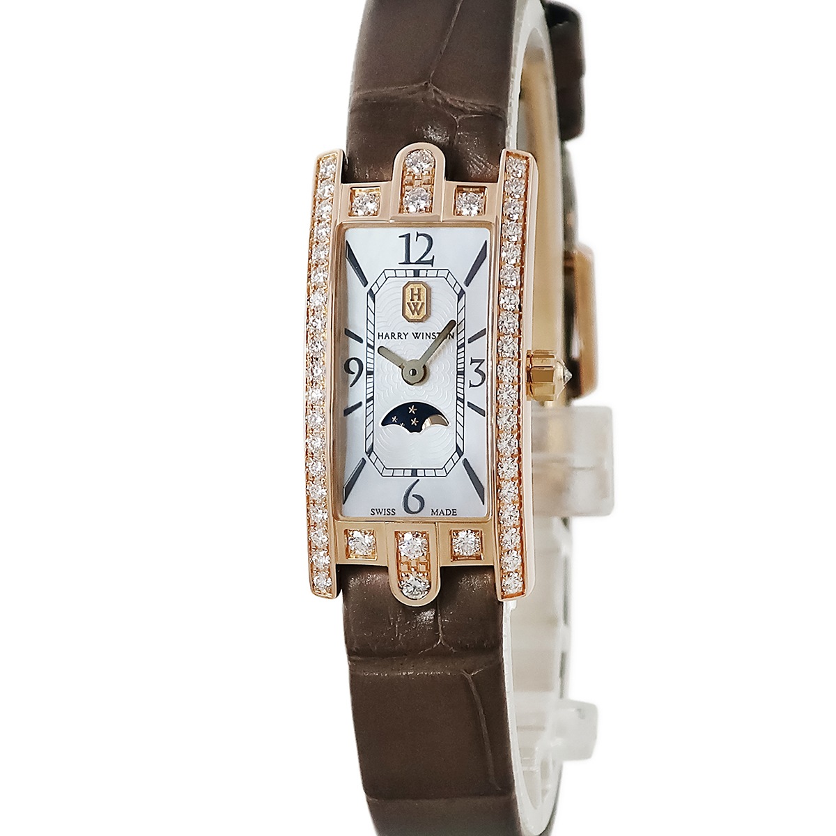 アヴェニュー C ミニ ムーンフェイズ AVCQMP16RR001 クオーツ レディース K18RG 純正ダイヤ シェル 3年保証