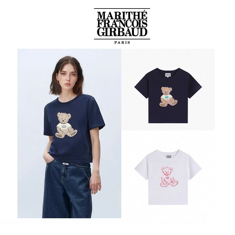 marithe francois girbaud送料無料ショート丈半袖 ラウンドネック Tシャツ・カットソー